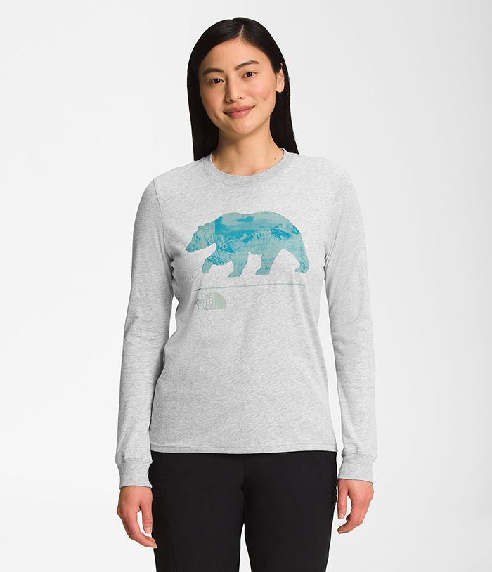 Camiseta The North Face Mujer Manga Larga Bearscape 2.0 - Colombia YOBSZH035 - Gris Claro